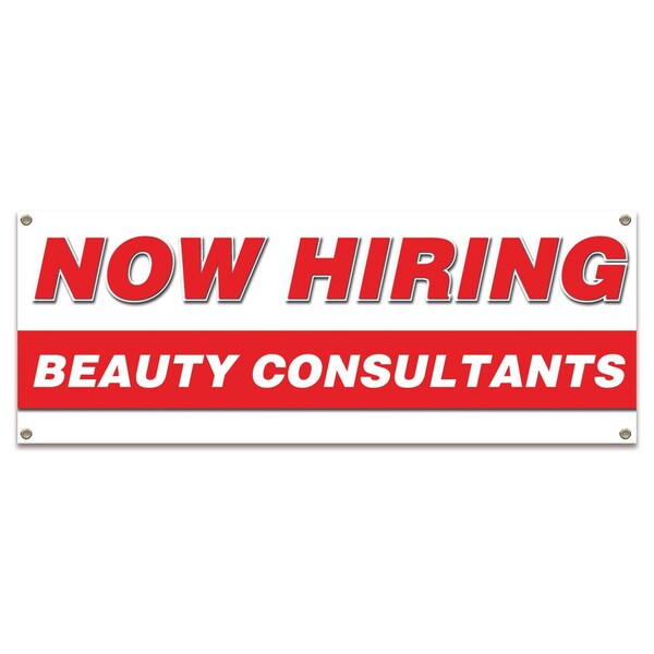 Now Hiring Beauty Consultants Banner Apply Inside Accepting Application Single Sided